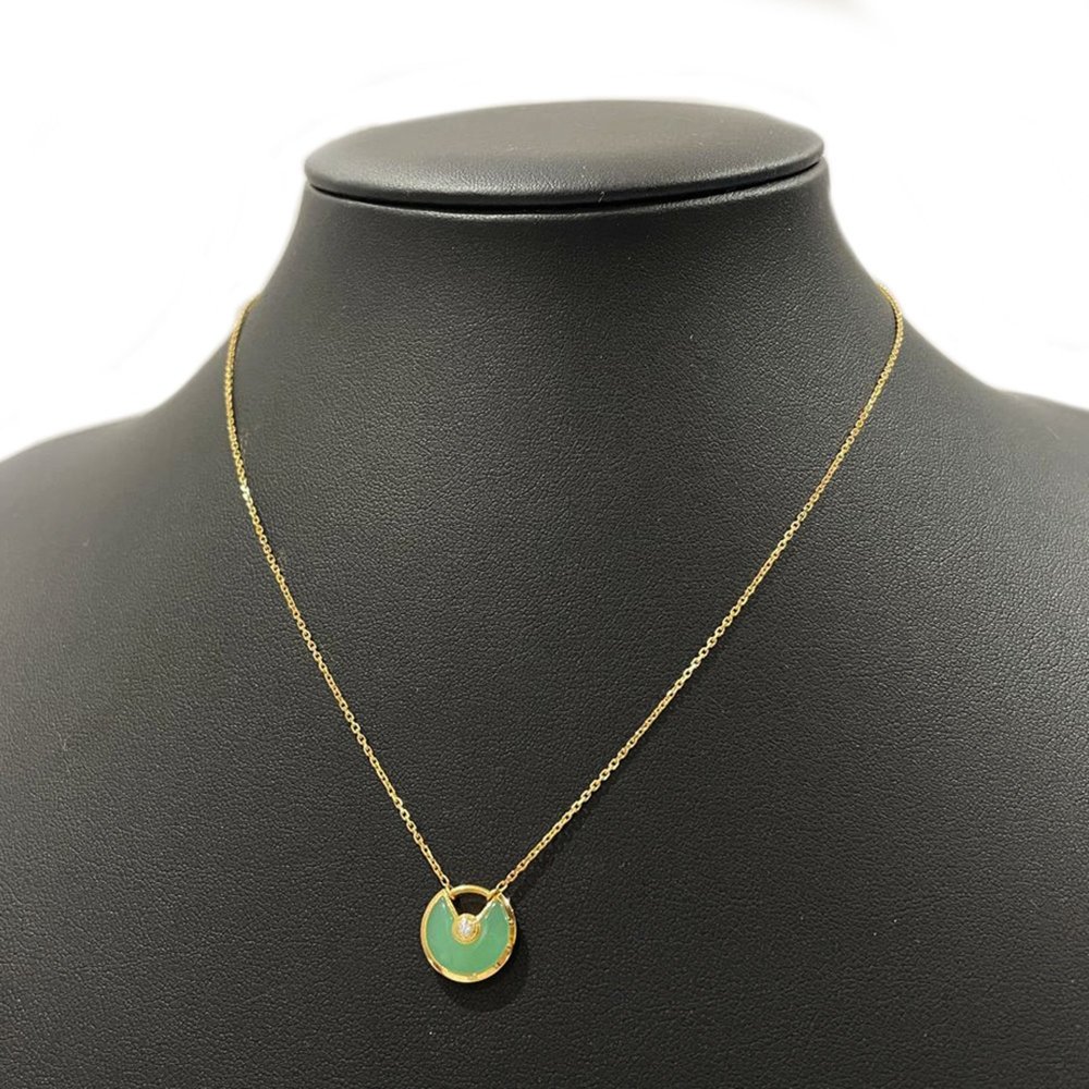 CARTIER K18YG Diamond Necklace Amulet XS de Cartier Chrysoprase Women's 20485519 - Picture 2 of 7